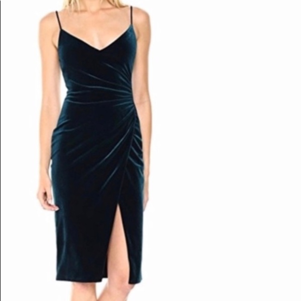 Beautiful black halo green velvet dress